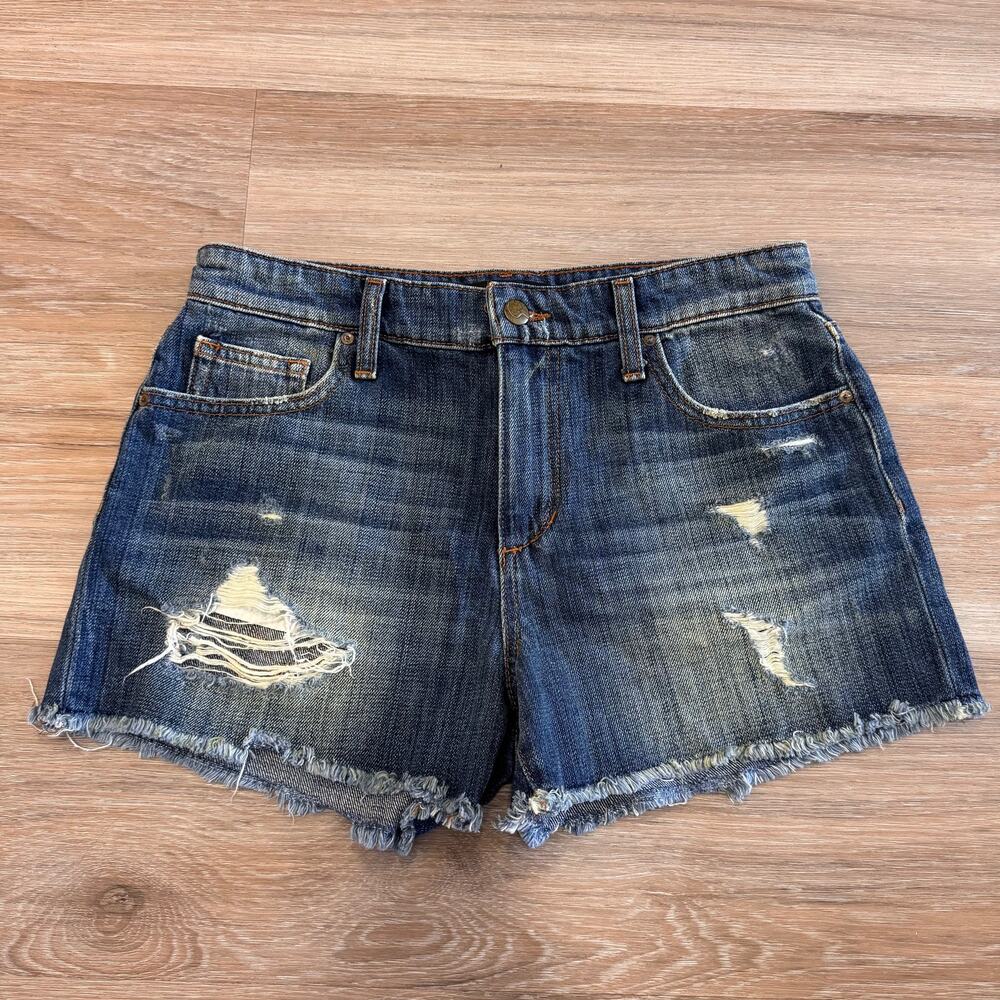Joe's Jeans - Size 27 Distressed Cutoff Denim Shorts Medium Wash Raw Hem